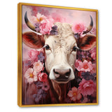 Romanticism Pink Cow Portrait - Cow Canvas Wall Art