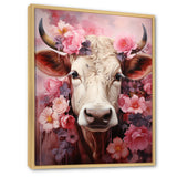 Romanticism Pink Cow Portrait - Cow Canvas Wall Art