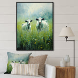 Cow In Verdant Pastures - Green Cow Wall Art