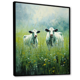 Cow In Verdant Pastures - Green Cow Wall Art