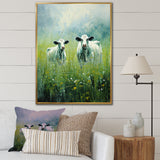 Cow In Verdant Pastures - Green Cow Wall Art