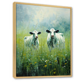 Cow In Verdant Pastures - Green Cow Wall Art