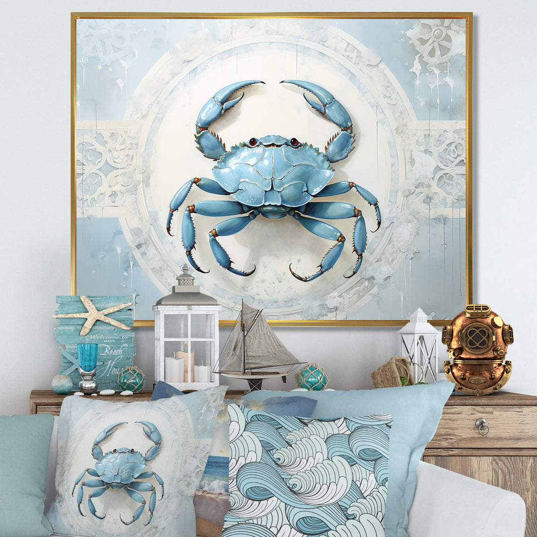 Minimalism Blue Crab Impression - Crab Bedroom Wall Art