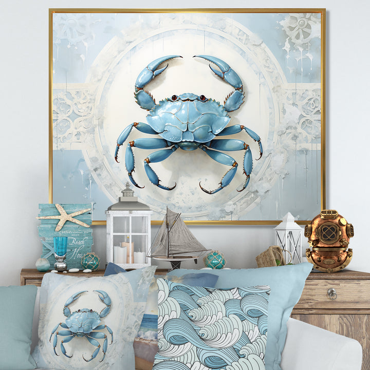 Minimalism Blue Crab Impression - Crab Bedroom Wall Art