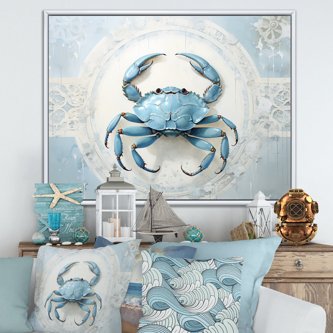 Minimalism Blue Crab Impression - Crab Bedroom Wall Art