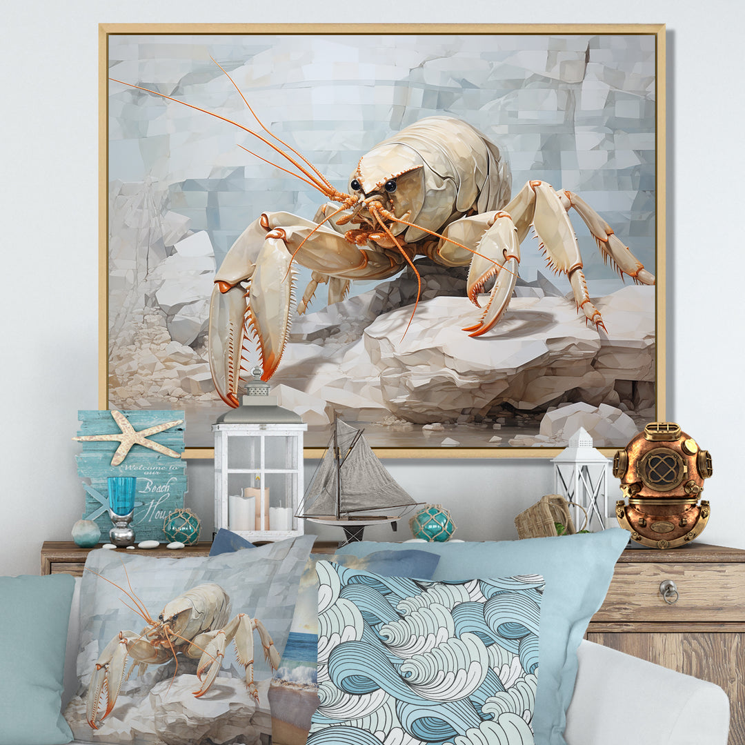 Minimalism Crayfish Impression - Crayfish Canvas Wall Art