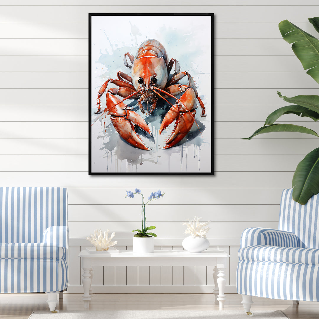 Minimalism Red Crayfish Impression - Crayfish Wall Decor
