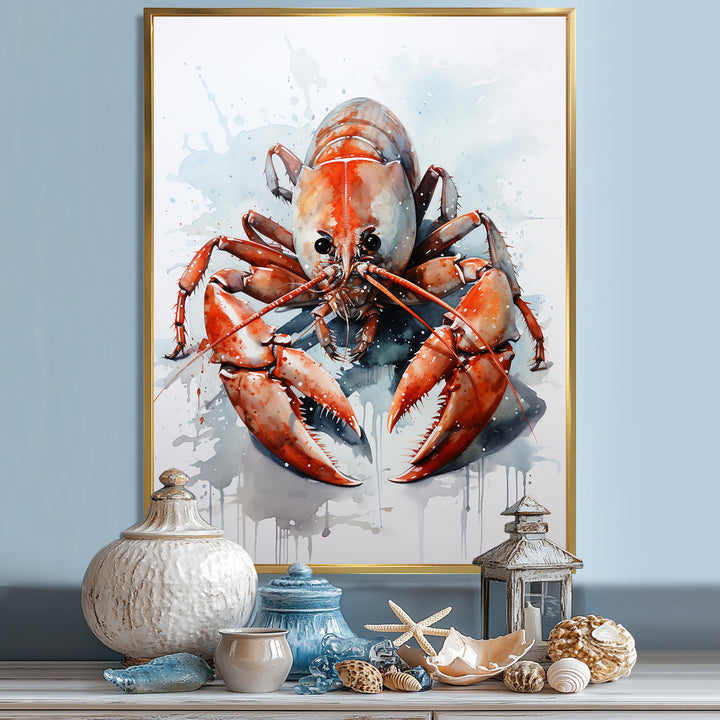 Minimalism Red Crayfish Impression - Crayfish Wall Decor