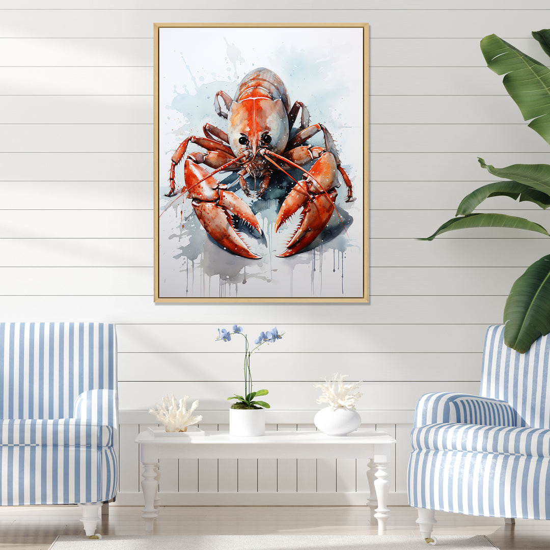 Minimalism Red Crayfish Impression - Crayfish Wall Decor