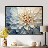 White And Blue Dahlia Flower Minimalism - Floral Canvas Wall Art