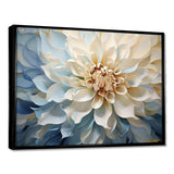 White And Blue Dahlia Flower Minimalism - Floral Canvas Wall Art