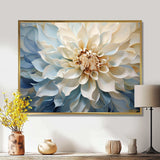 White And Blue Dahlia Flower Minimalism - Floral Canvas Wall Art