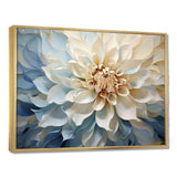 White And Blue Dahlia Flower Minimalism - Floral Canvas Wall Art