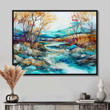 Turquoise And Brown Liquid Charm Landscape - Landscapes Canvas Wall Art