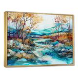 Turquoise And Brown Liquid Charm Landscape - Landscapes Canvas Wall Art