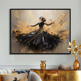 Gold And Black Dance Splash II - Fashion Canvas Wall Art