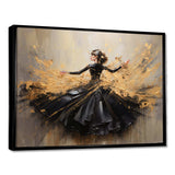 Gold And Black Dance Splash II - Fashion Canvas Wall Art