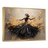 Gold And Black Dance Splash II - Fashion Canvas Wall Art