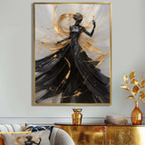 Gold And Black Dance Splash III - Fashion Canvas Wall Art