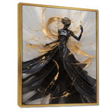 Gold And Black Dance Splash III - Fashion Canvas Wall Art