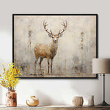 Minimalism Beige Deer Portrait - Animals Canvas Wall Art