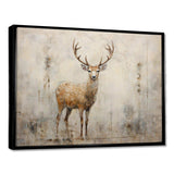 Minimalism Beige Deer Portrait - Animals Canvas Wall Art