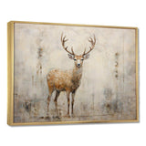 Minimalism Beige Deer Portrait - Animals Canvas Wall Art