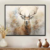 Minimalism Beige Deer Portrait III - Animals Canvas Wall Art