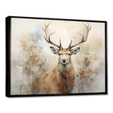 Minimalism Beige Deer Portrait III - Animals Canvas Wall Art