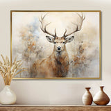 Minimalism Beige Deer Portrait III - Animals Canvas Wall Art