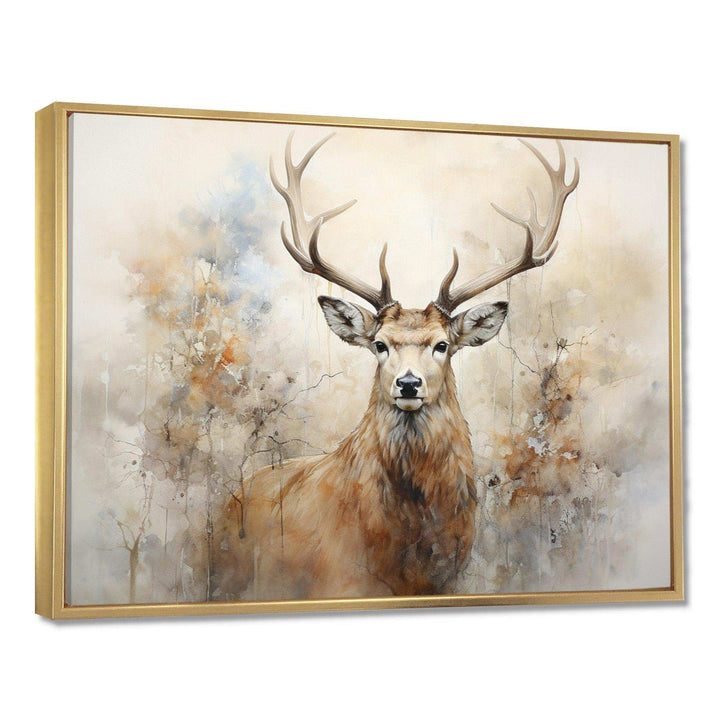 Minimalism Beige Deer Portrait III - Animals Canvas Wall Art