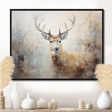 Minimalism Beige Deer Portrait IV - Animals Canvas Wall Art