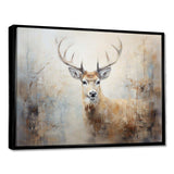 Minimalism Beige Deer Portrait IV - Animals Canvas Wall Art