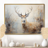 Minimalism Beige Deer Portrait IV - Animals Canvas Wall Art