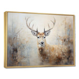 Minimalism Beige Deer Portrait IV - Animals Canvas Wall Art