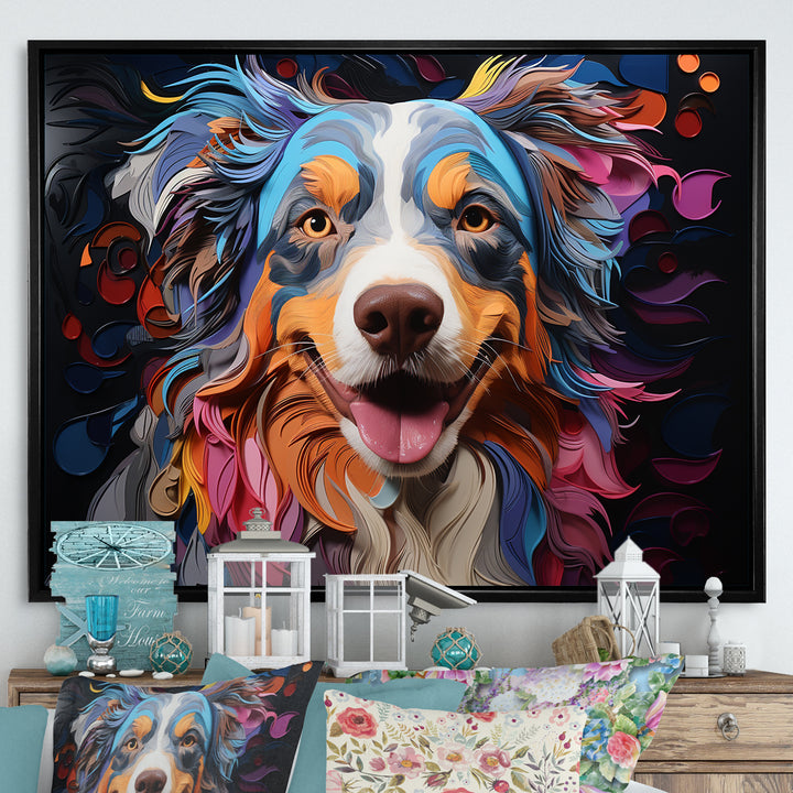 Dog Australian Shepherd Allure - Dog Framed Canvas Art