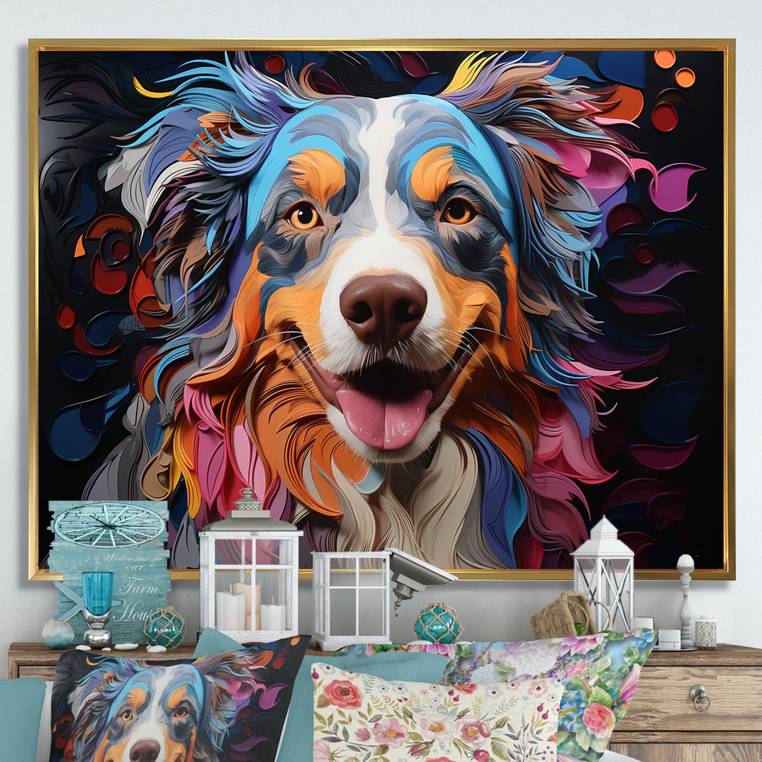 Dog Australian Shepherd Allure - Dog Framed Canvas Art