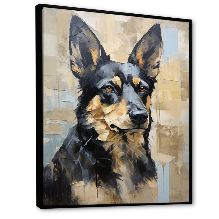 Funny German Shepherd Portrait - Dog Framed Canvas Art