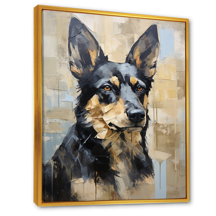 Funny German Shepherd Portrait - Dog Framed Canvas Art
