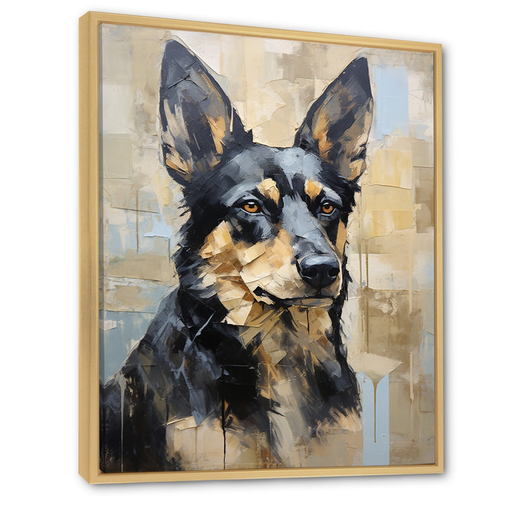 Funny German Shepherd Portrait - Dog Framed Canvas Art