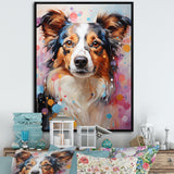 Playful Collie Portrait - White Dog Wall Art