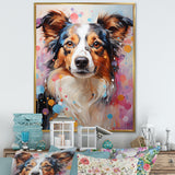 Playful Collie Portrait - White Dog Wall Art