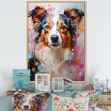Playful Collie Portrait - White Dog Wall Art