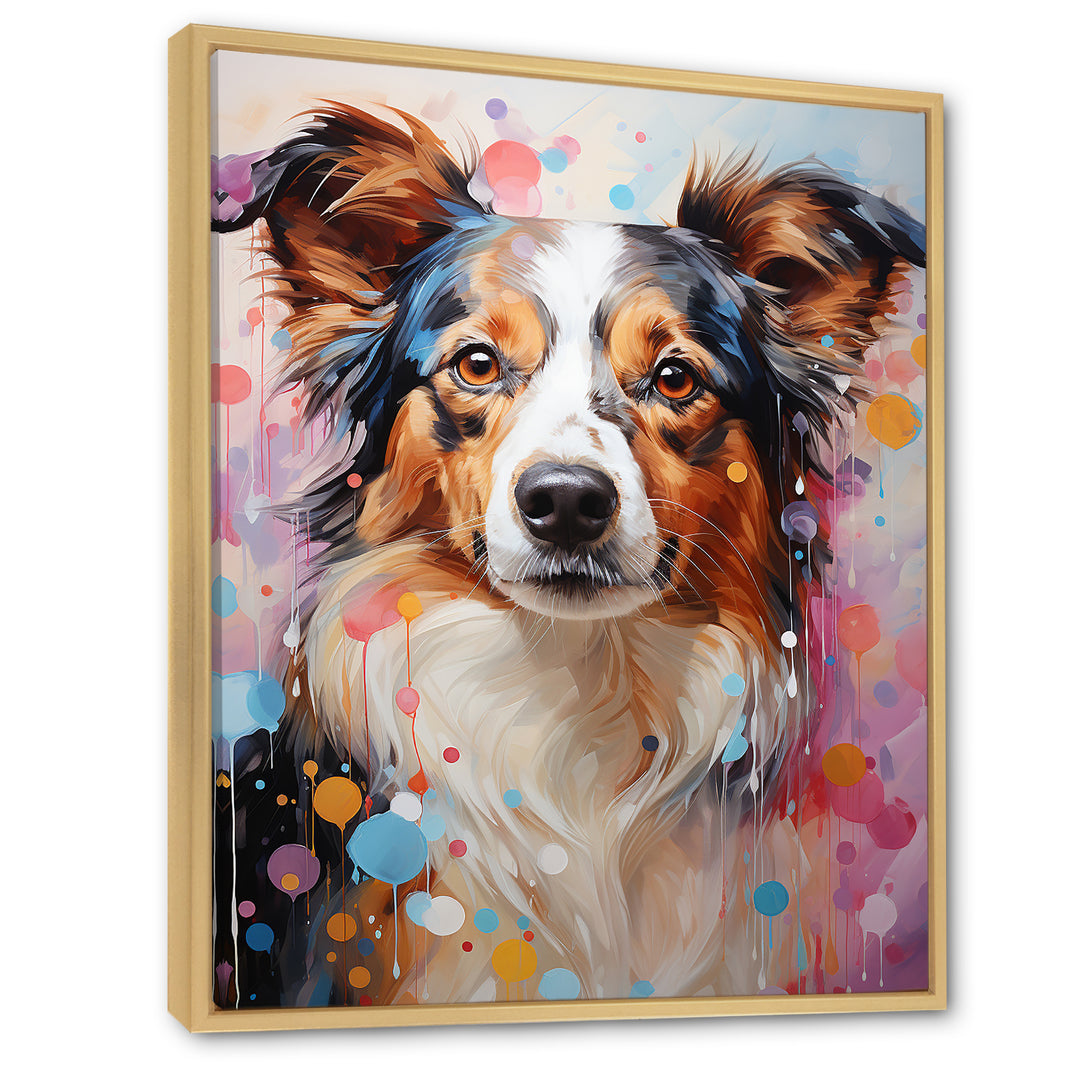 Playful Collie Portrait - White Dog Wall Art