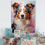 Playful Collie Portrait - White Dog Wall Art