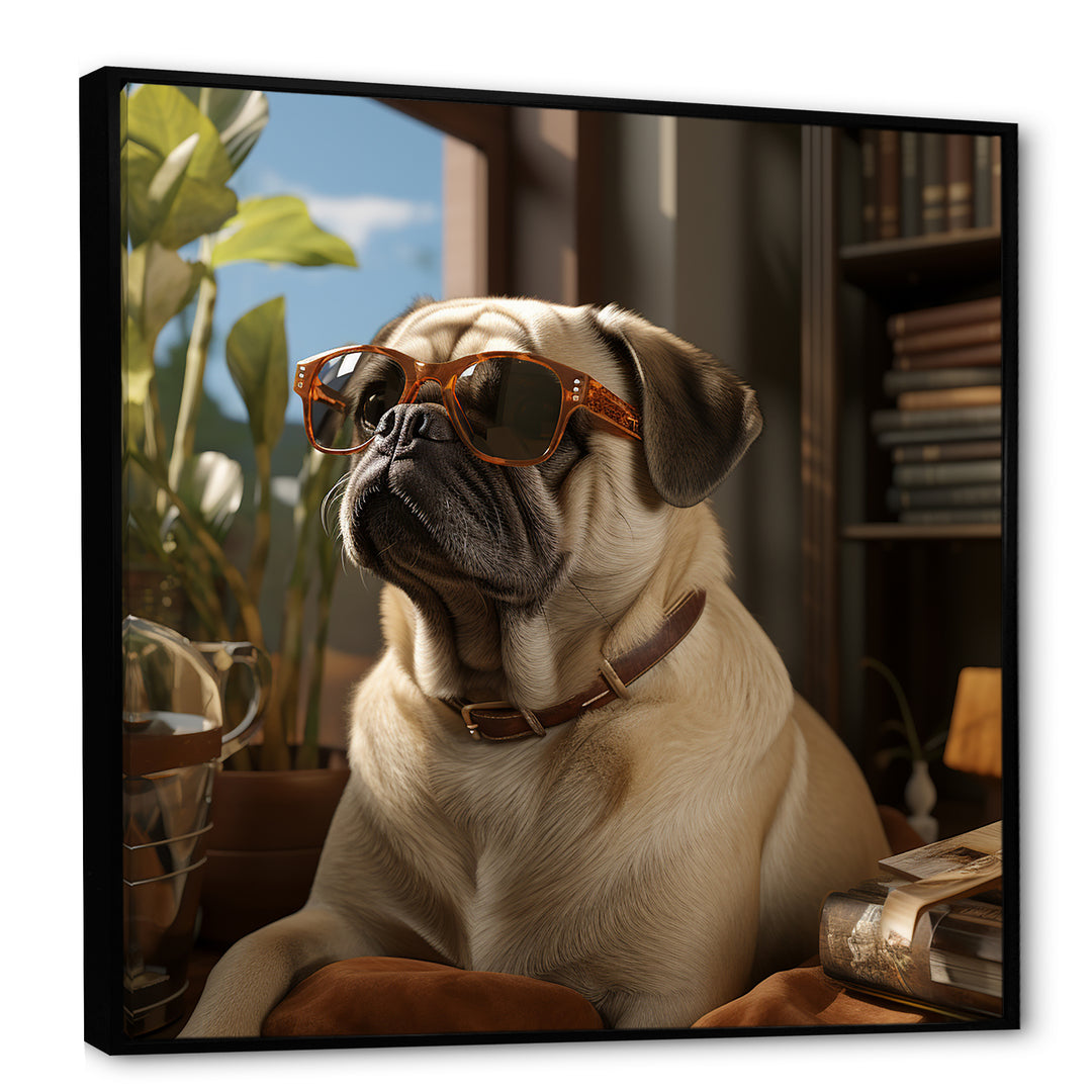 Pekingese Pondering Funny Pug - Dog Bedroom Wall Art