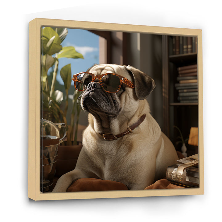 Pekingese Pondering Funny Pug - Dog Bedroom Wall Art