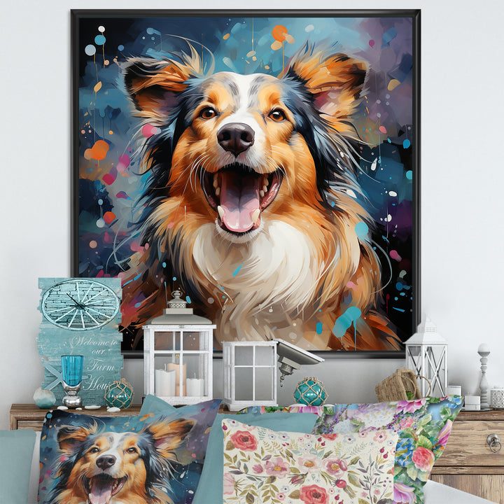 Popart Shetland Sheepdog Portrait - Dog Living Room Wall Art