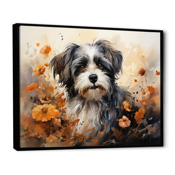 Floral Shih Tzu Serenity - Dog Framed Canvas Art