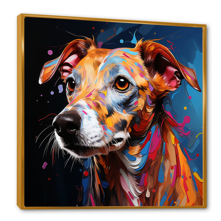 Playful Dog Whippet Popart - Dog Canvas Wall Art